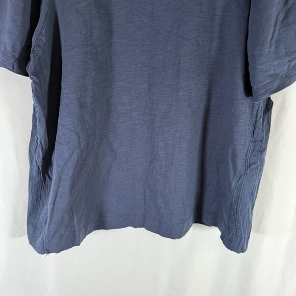 Jane Delancey Blouse Women's 1X Navy Blue Short Sleeve Textured Back Round Neck - Picture 3 of 11